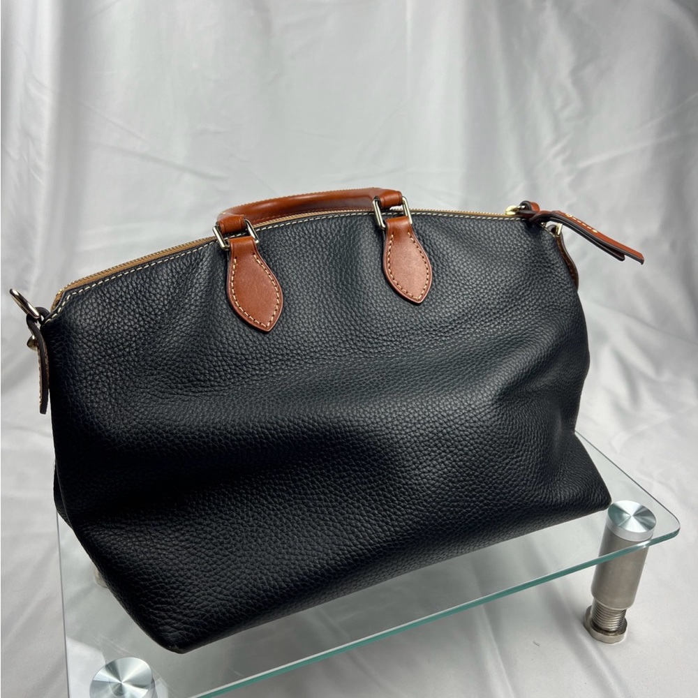 Dooney & Bourke Pebble Grain Leather Satchel Black Brown Bag Purse - Picture 4 of 14